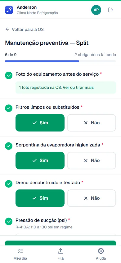 Checklist de manutenção preventiva no celular do técnico